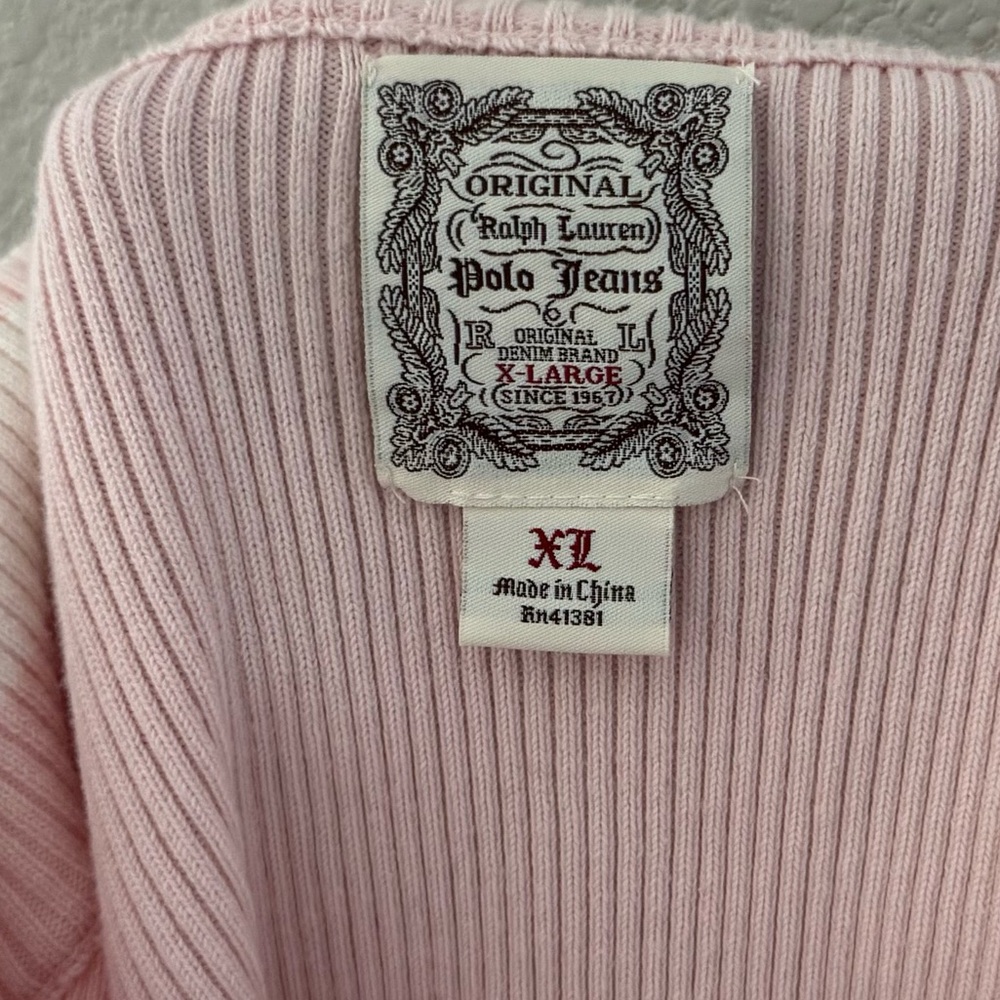 Vintage Ralph Lauren Polo Jeans Ribbed Mock Zip Sweater RL USA Flag Patch Y2K 90 - Picture 12 of 12